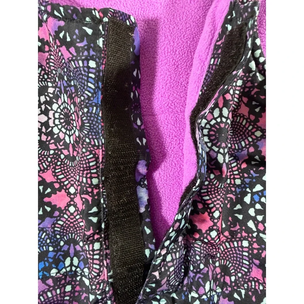 The Childrens Place Girls 5T Snow Bibs Purple Pink Blue Geometric Print Overalls